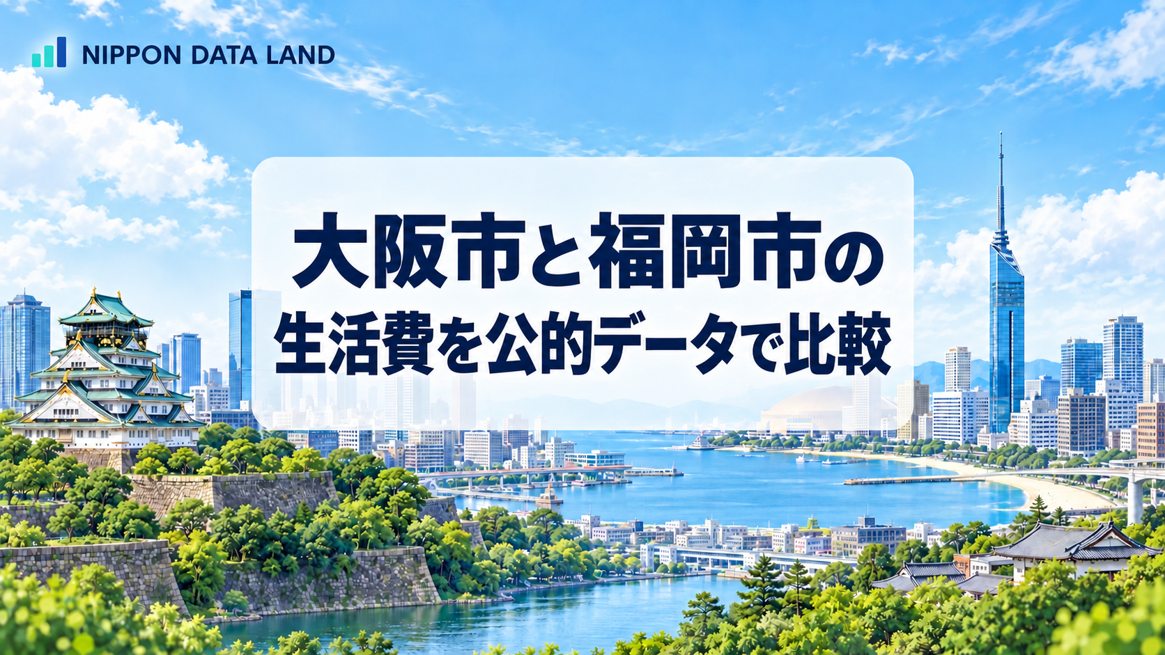 大阪市と福岡市の生活費を公的データで比較する記事のアイキャッチ